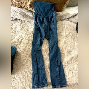Indigo blue maternity jeans full panel comfy elastic denim stretchy classic 8